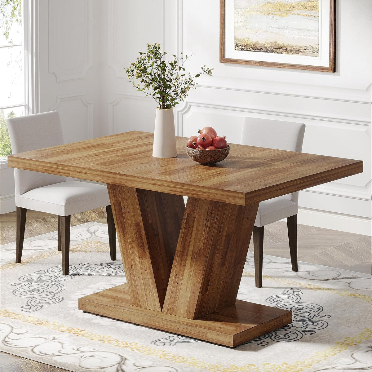 Walnut Farmhouse Wooden Dining Table