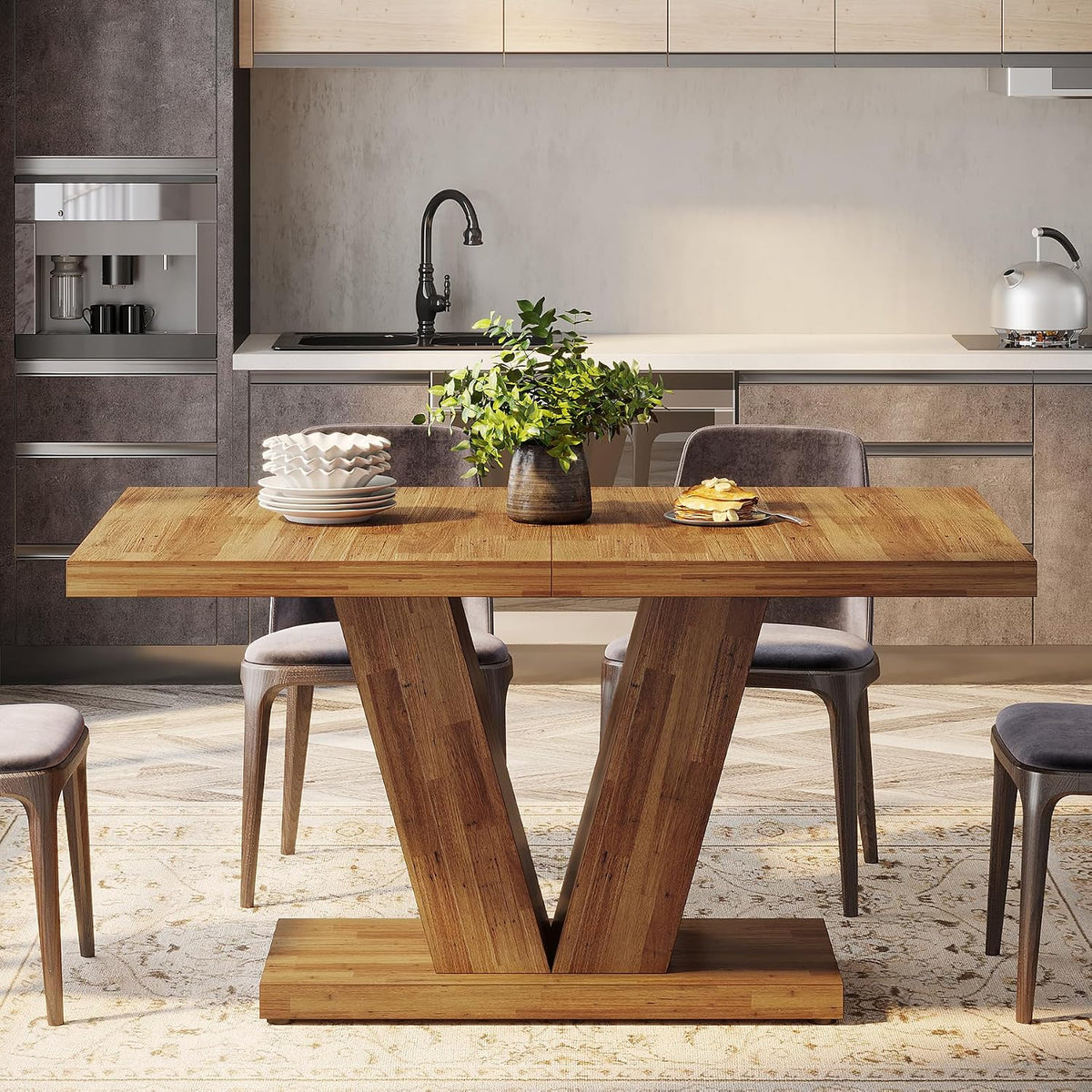 Walnut Farmhouse Wooden Dining Table