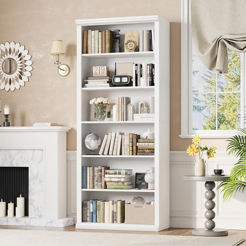 White Tall Open Display Bookcase Shelves