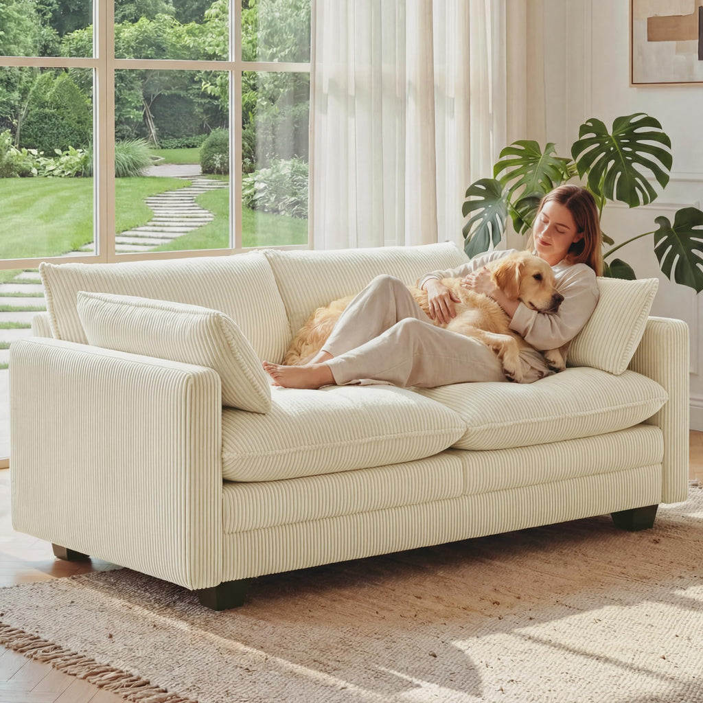 Beige Cloud 2‑Seater Loveseat Sofa