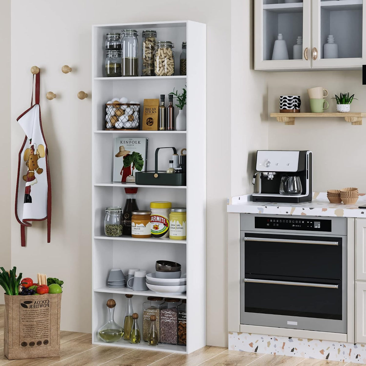 White 6‑Tier Open Display Bookshelf