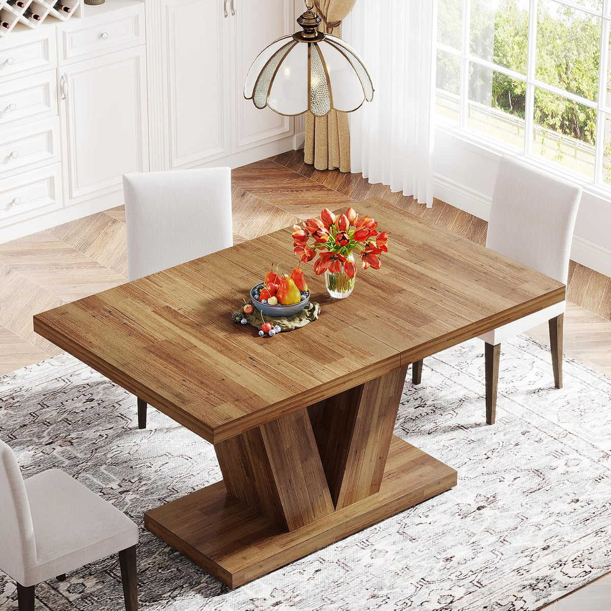 Walnut Farmhouse Wooden Dining Table