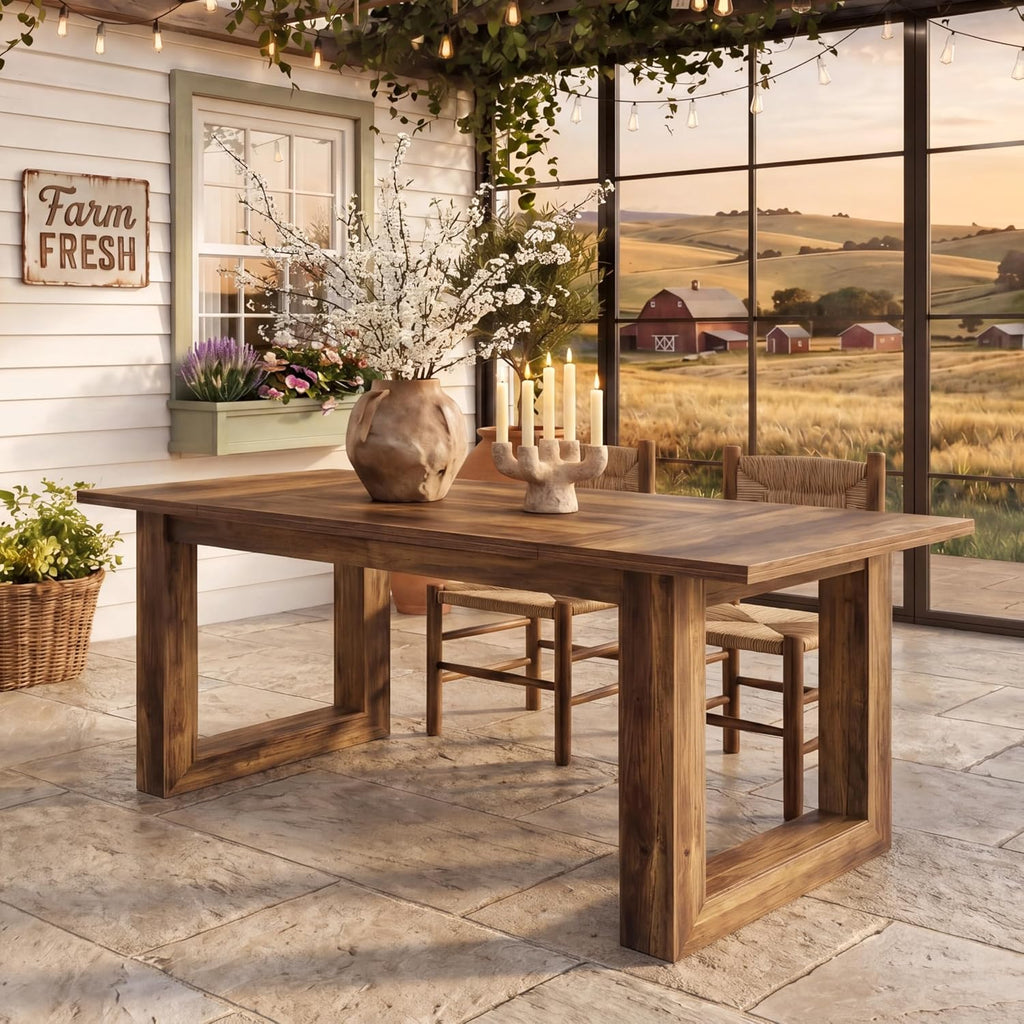 Rustic Brown Farmhouse Dining Table