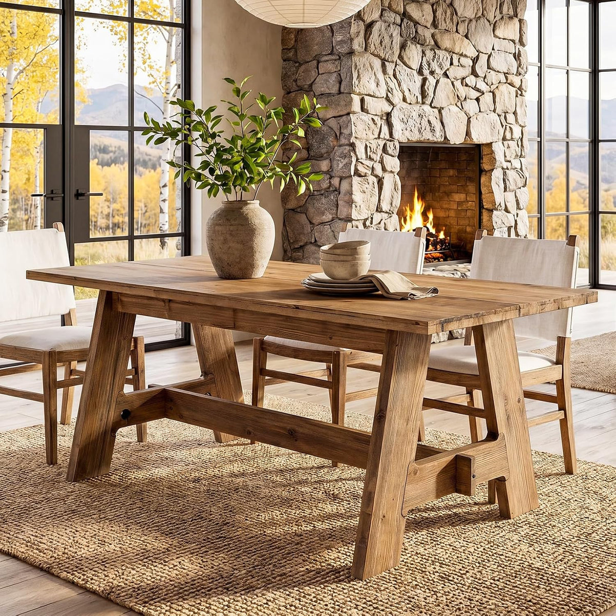 Rustic Farmhouse Solid Wood Dining Table