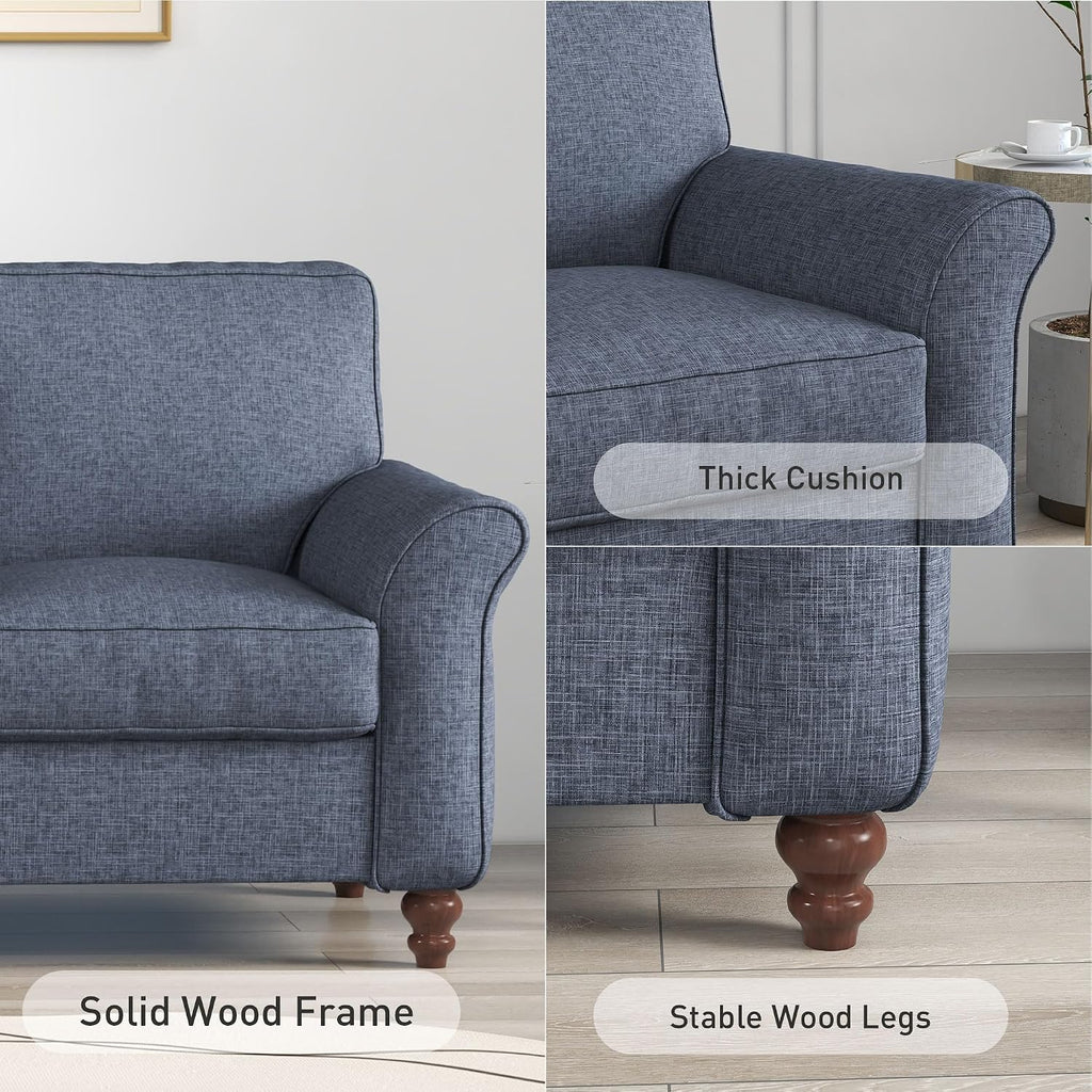 Blue 2‑Seater Comfy Living Room Loveseat