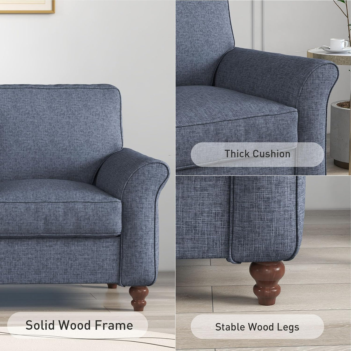 Blue 2‑Seater Comfy Living Room Loveseat