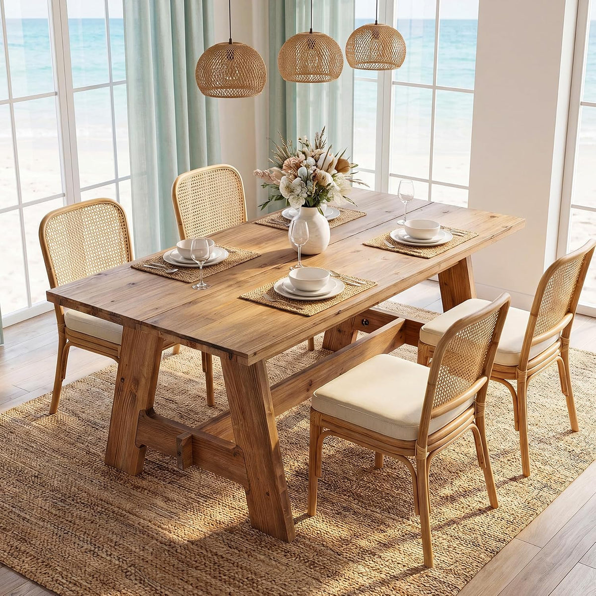 Rustic Farmhouse Solid Wood Dining Table
