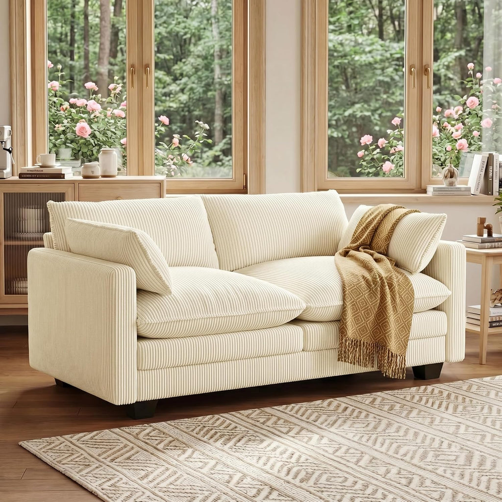 Beige Cloud 2‑Seater Loveseat Sofa