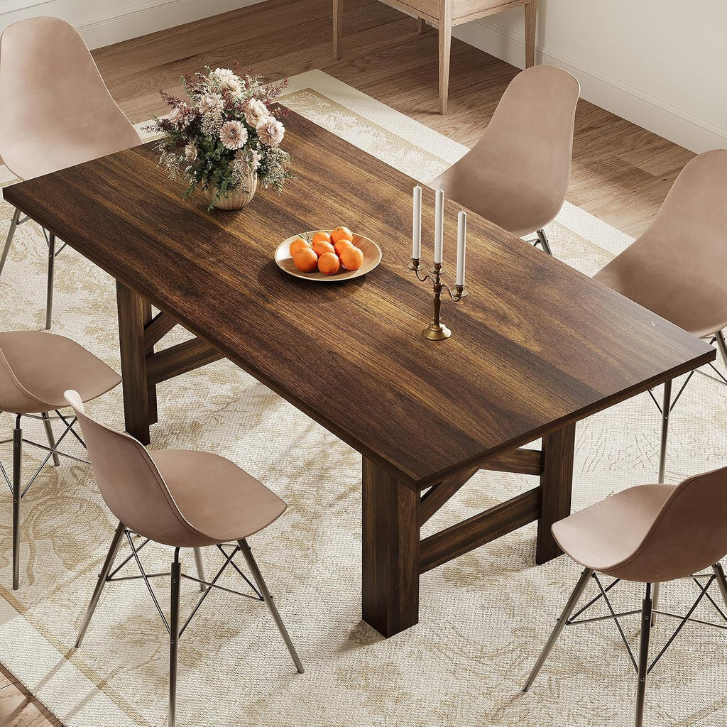 Rustic Brown Large Wood Dining Table