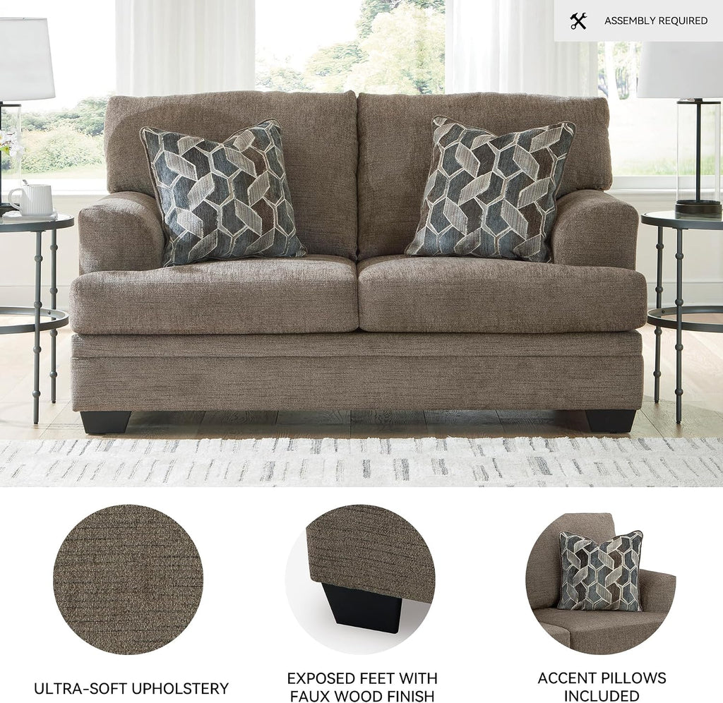 Brown Chenille Loveseat Sofa