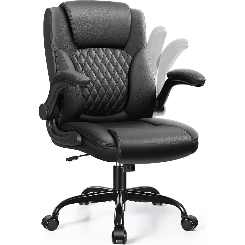 Black PU Leather Ergonomic Office Chair
