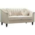 White Tufted Chesterfield Microfiber Loveseat Sofa